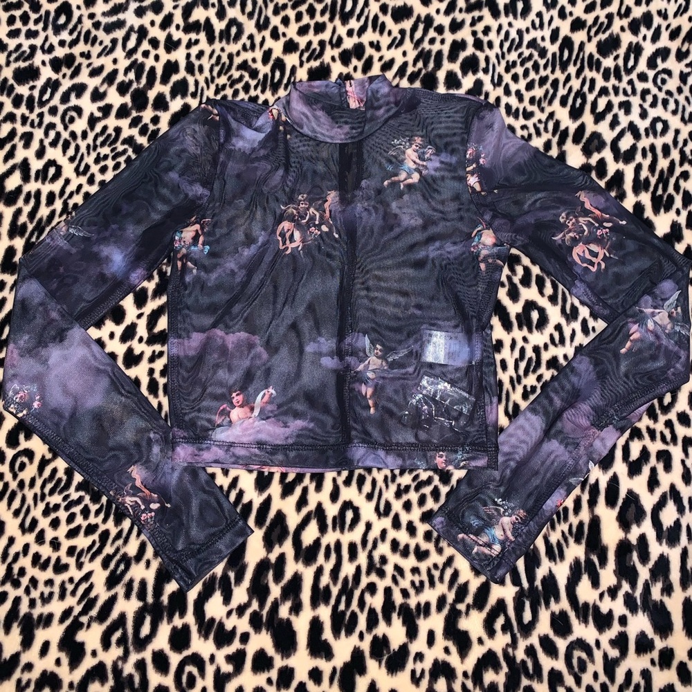 Motel rocks Lara Crop top in dark angel mesh